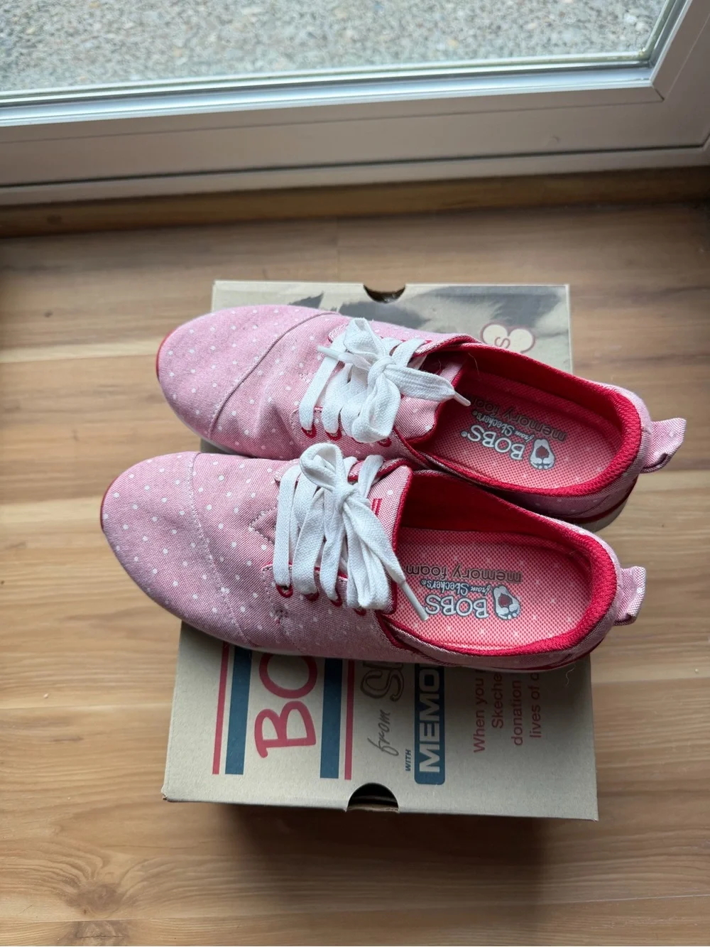 Skechers Red Polka Dot Canvas Sneakers with White Laces